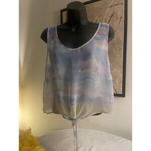 Wet Seal Sheer Pastel Rainbow Color Blouse/Tank. Size Large
